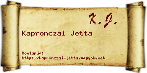 Kapronczai Jetta névjegykártya